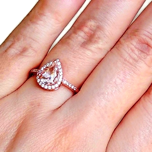 1.6 Natural Morganite Champaign 14K over 925 Ring - Picture 2 of 7